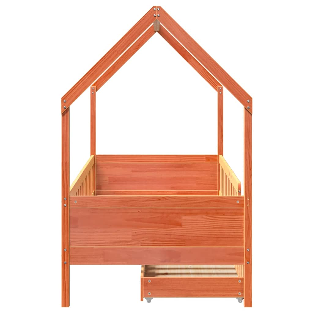 Cadre de lit enfants avec tiroirs sans matelas 90x200 cm bois