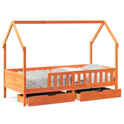 Cadre de lit enfants avec tiroirs sans matelas 80x200 cm bois