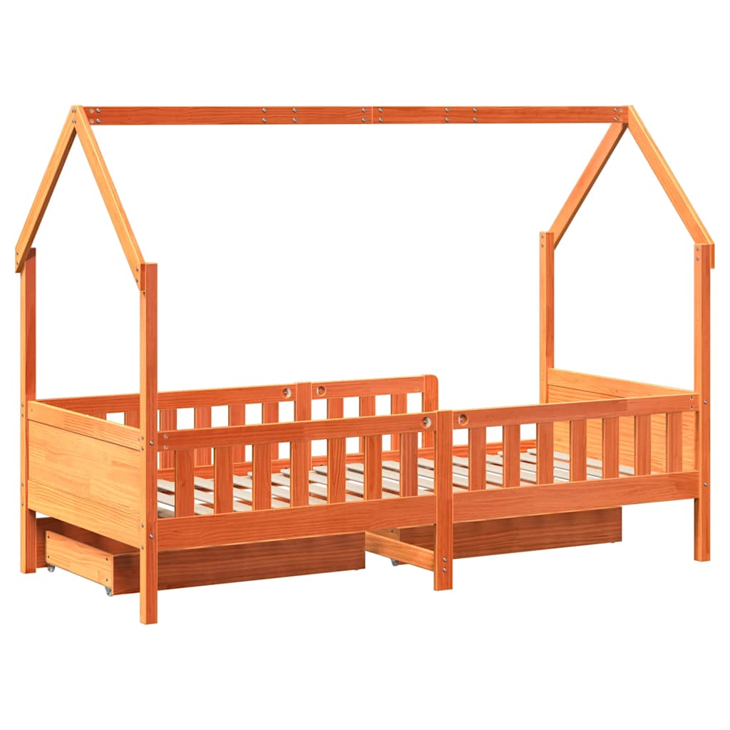 Cadre de lit enfants avec tiroirs sans matelas 80x200 cm bois