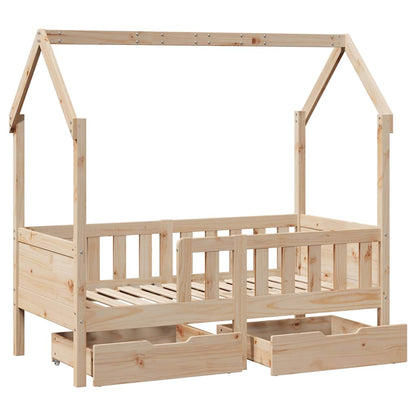 Cadre de lit enfant avec tiroirs sans matelas 80x160 cm bois