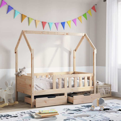 Cadre de lit enfant avec tiroirs sans matelas 80x160 cm bois