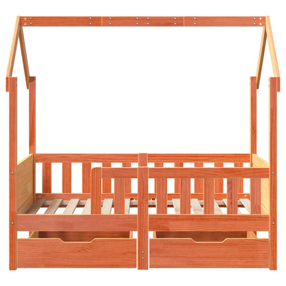 Cadre de lit enfant avec tiroirs sans matelas 80x160 cm bois