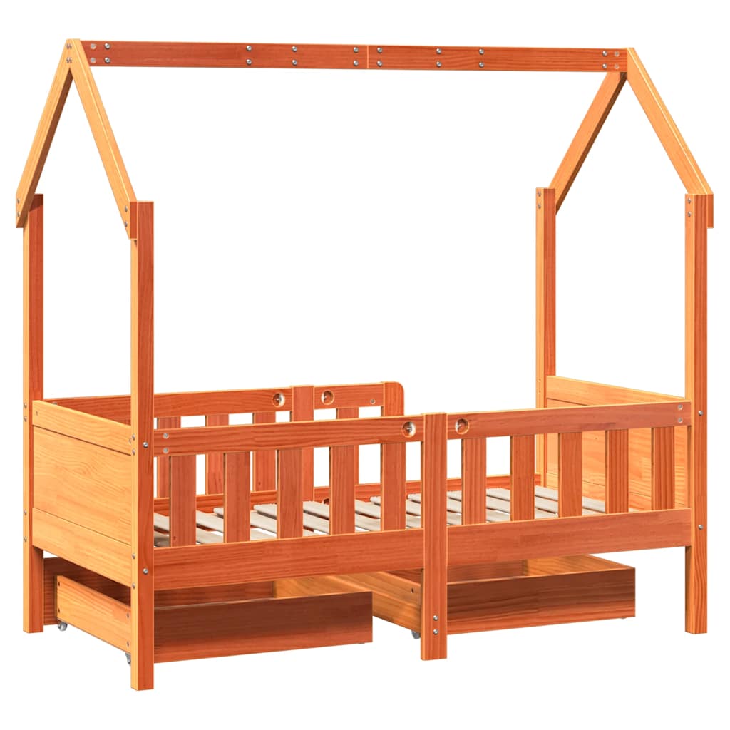 Cadre de lit enfant avec tiroirs sans matelas 80x160 cm bois