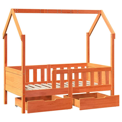 Cadre de lit enfant avec tiroirs sans matelas 80x160 cm bois