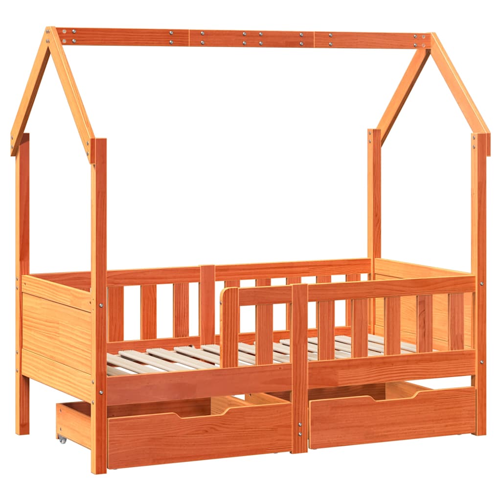 Cadre de lit enfant avec tiroirs sans matelas 70x140 cm bois