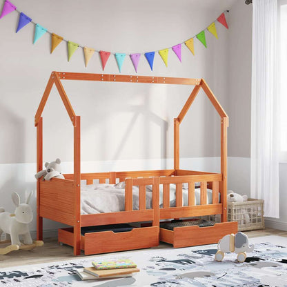 Cadre de lit enfant avec tiroirs sans matelas 70x140 cm bois