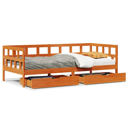 Lit de jour avec tiroirs sans matelas cire marron 90x200cm bois