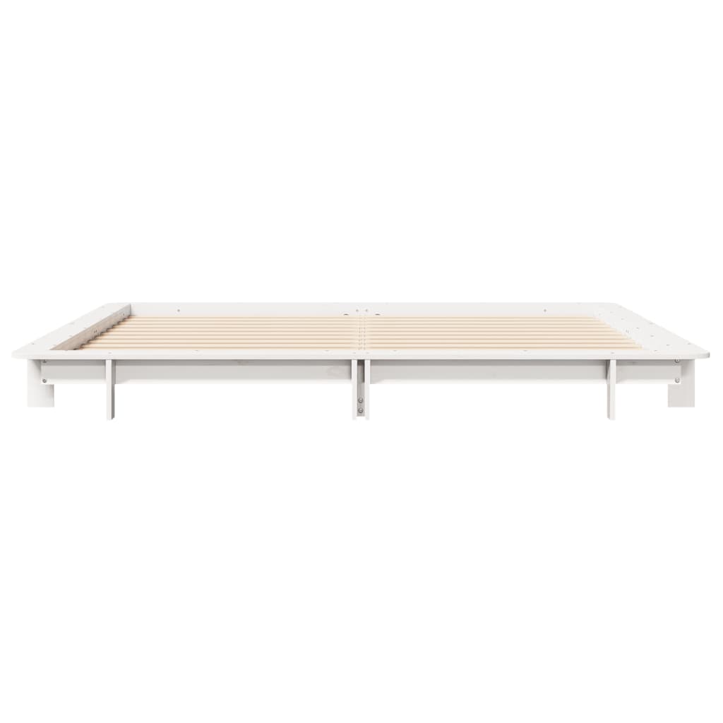 Cadre de lit sans matelas blanc 200x200 cm bois massif de pin