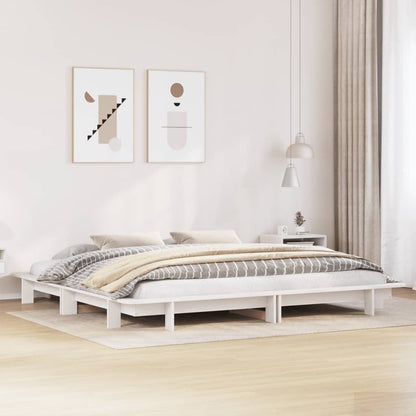 Cadre de lit sans matelas blanc 200x200 cm bois massif de pin