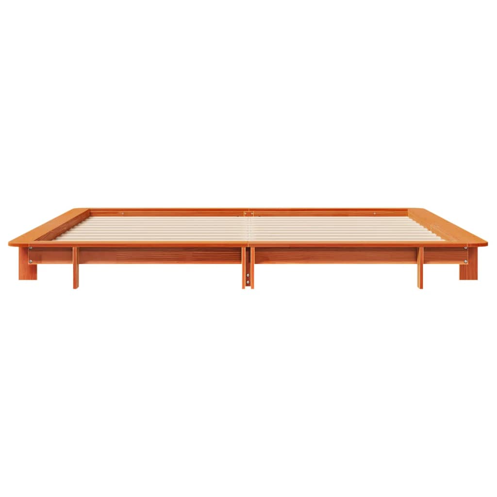 Cadre de lit sans matelas cire marron 200x200cm bois pin massif