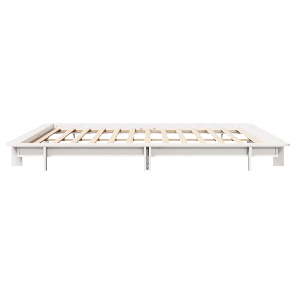 Cadre de lit sans matelas blanc 180x200 cm bois massif de pin