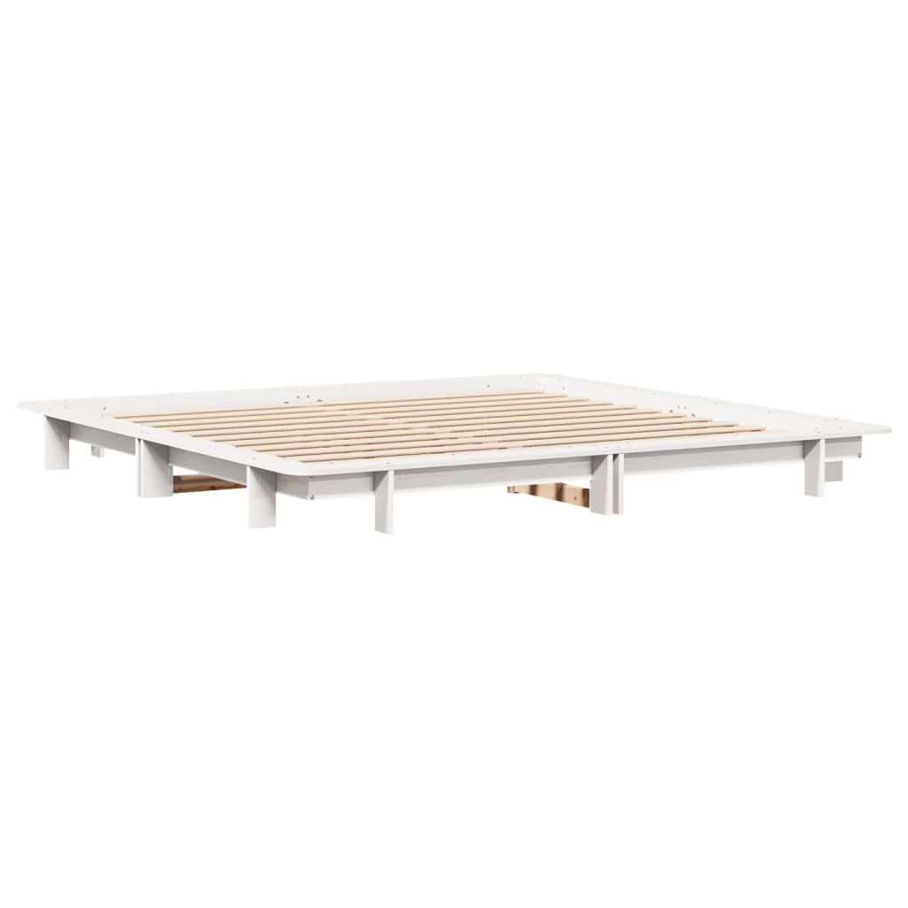 Cadre de lit sans matelas blanc 180x200 cm bois massif de pin