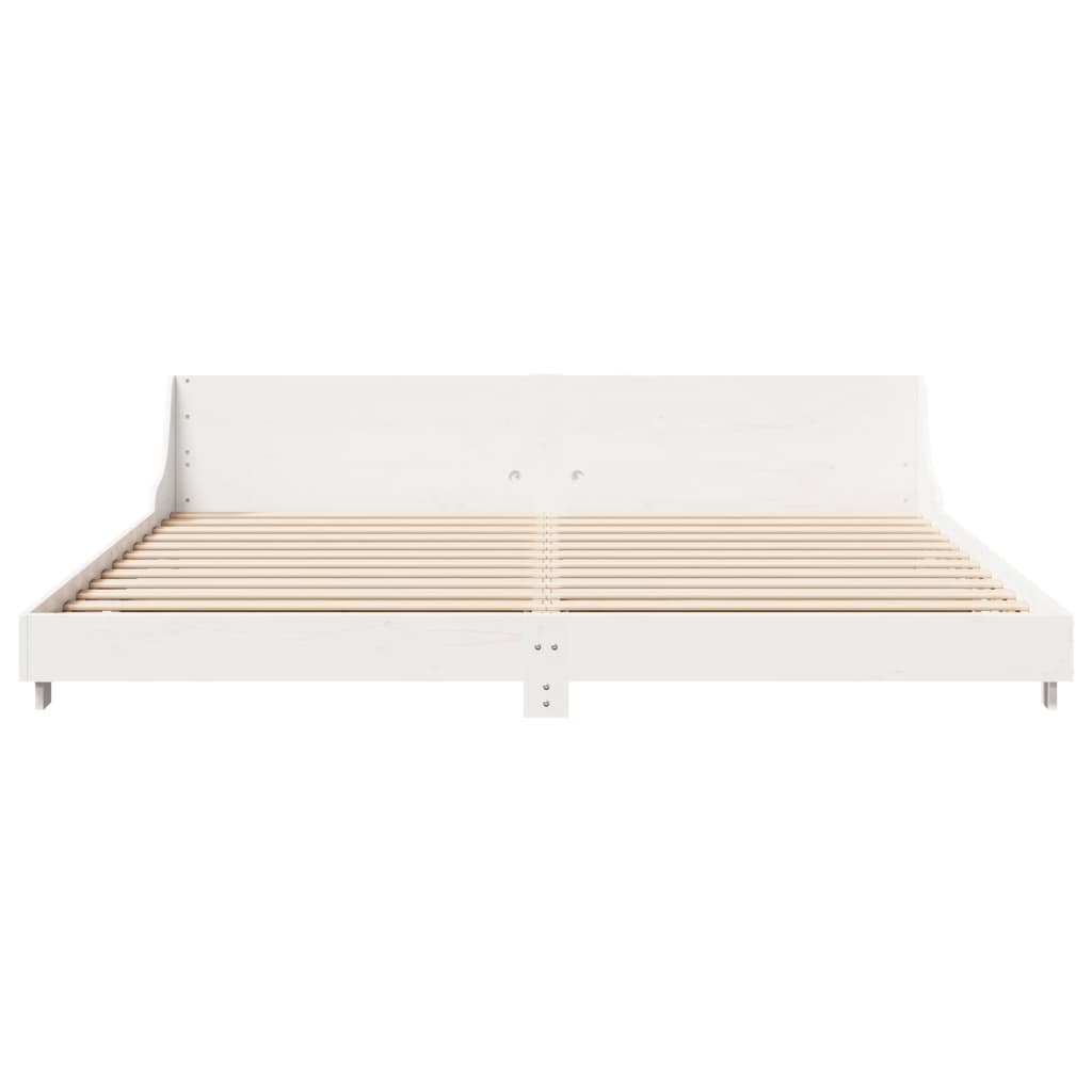 Cadre de lit sans matelas blanc 200x200 cm bois massif de pin