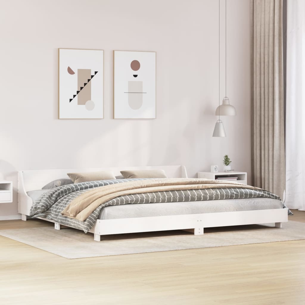 Cadre de lit sans matelas blanc 200x200 cm bois massif de pin