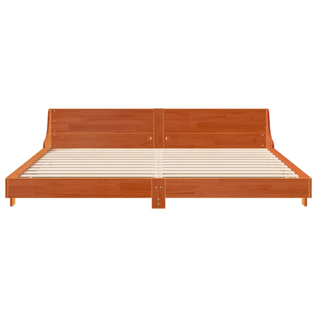 Cadre de lit sans matelas cire marron 200x200cm bois pin massif