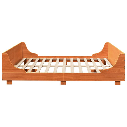 Cadre de lit sans matelas cire marron 200x200cm bois pin massif