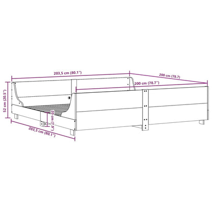 Cadre de lit sans matelas cire marron 200x200cm bois pin massif