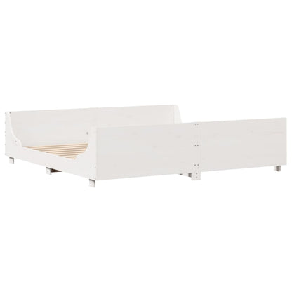 Cadre de lit sans matelas blanc 180x200 cm bois massif de pin