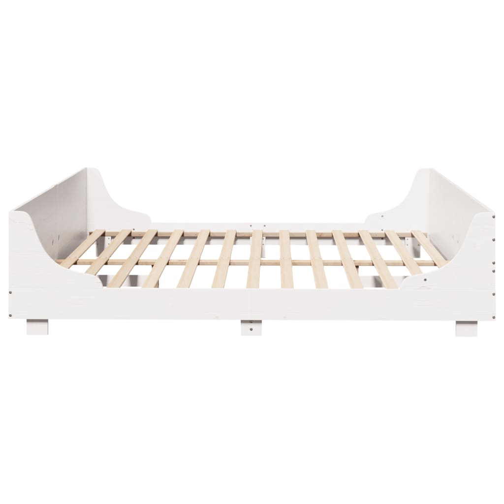 Cadre de lit sans matelas blanc 180x200 cm bois massif de pin