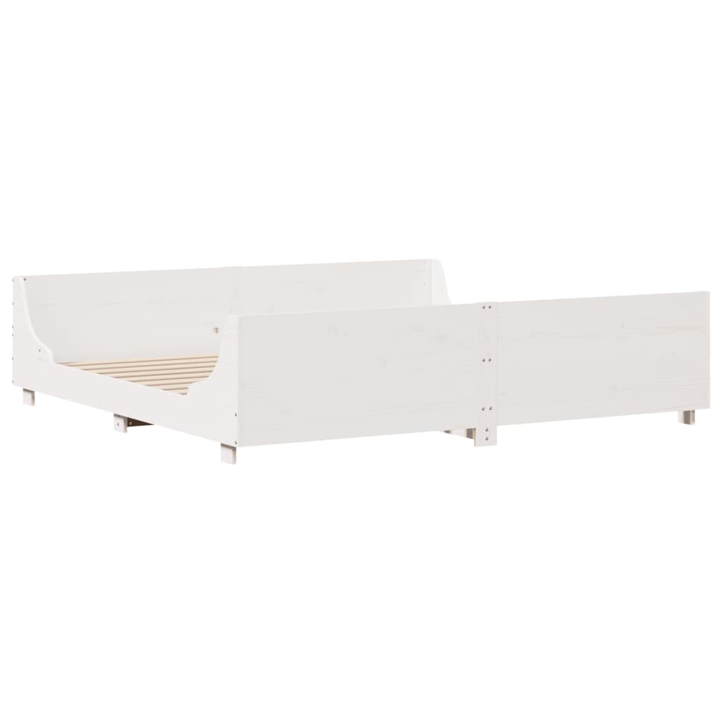 Cadre de lit sans matelas blanc 180x200 cm bois massif de pin