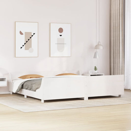 Cadre de lit sans matelas blanc 180x200 cm bois massif de pin