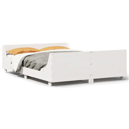 Cadre de lit sans matelas blanc 150x200 cm bois de pin massif