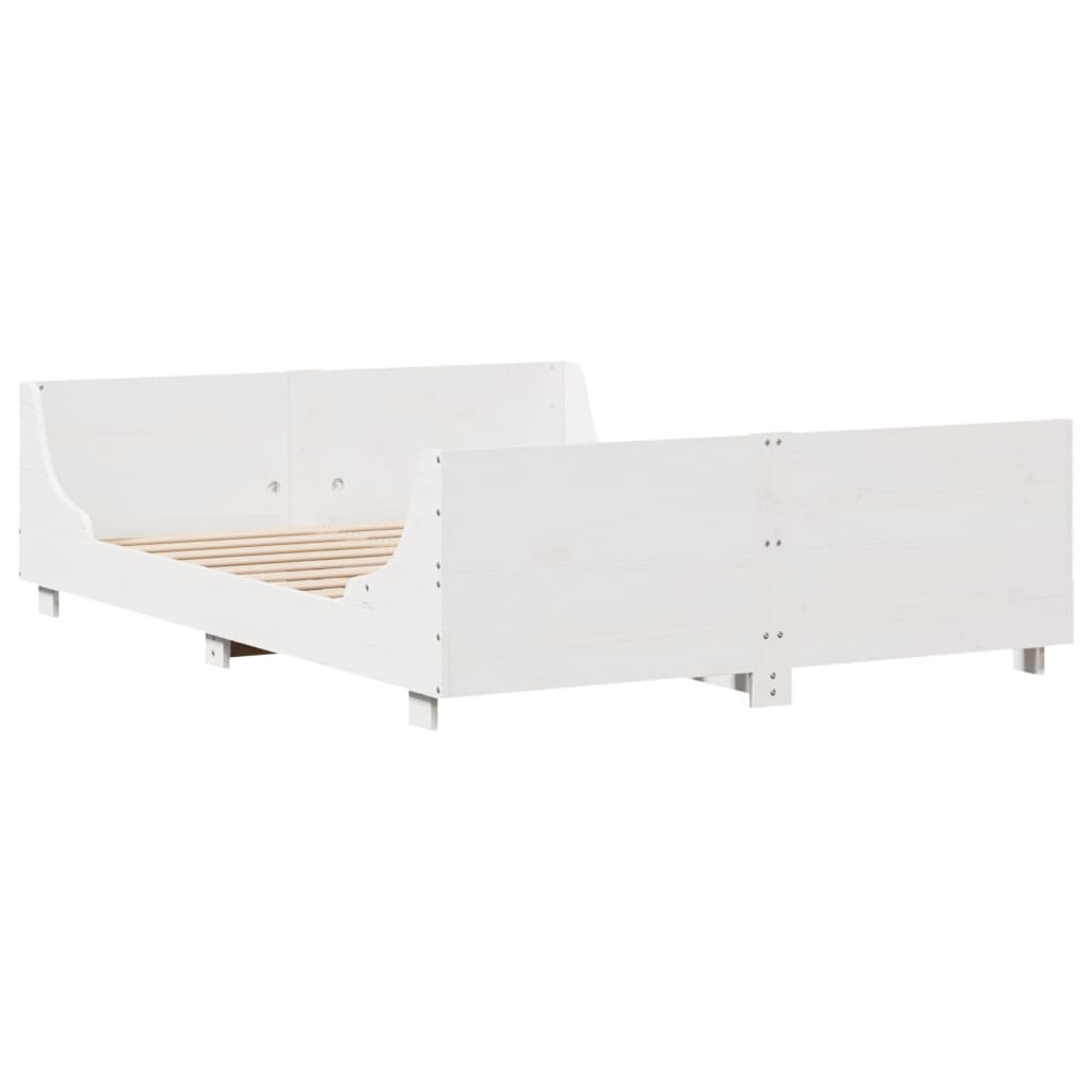 Cadre de lit sans matelas blanc 150x200 cm bois de pin massif