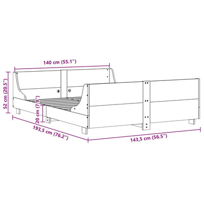 Cadre de lit sans matelas 140x190 cm bois de pin massif