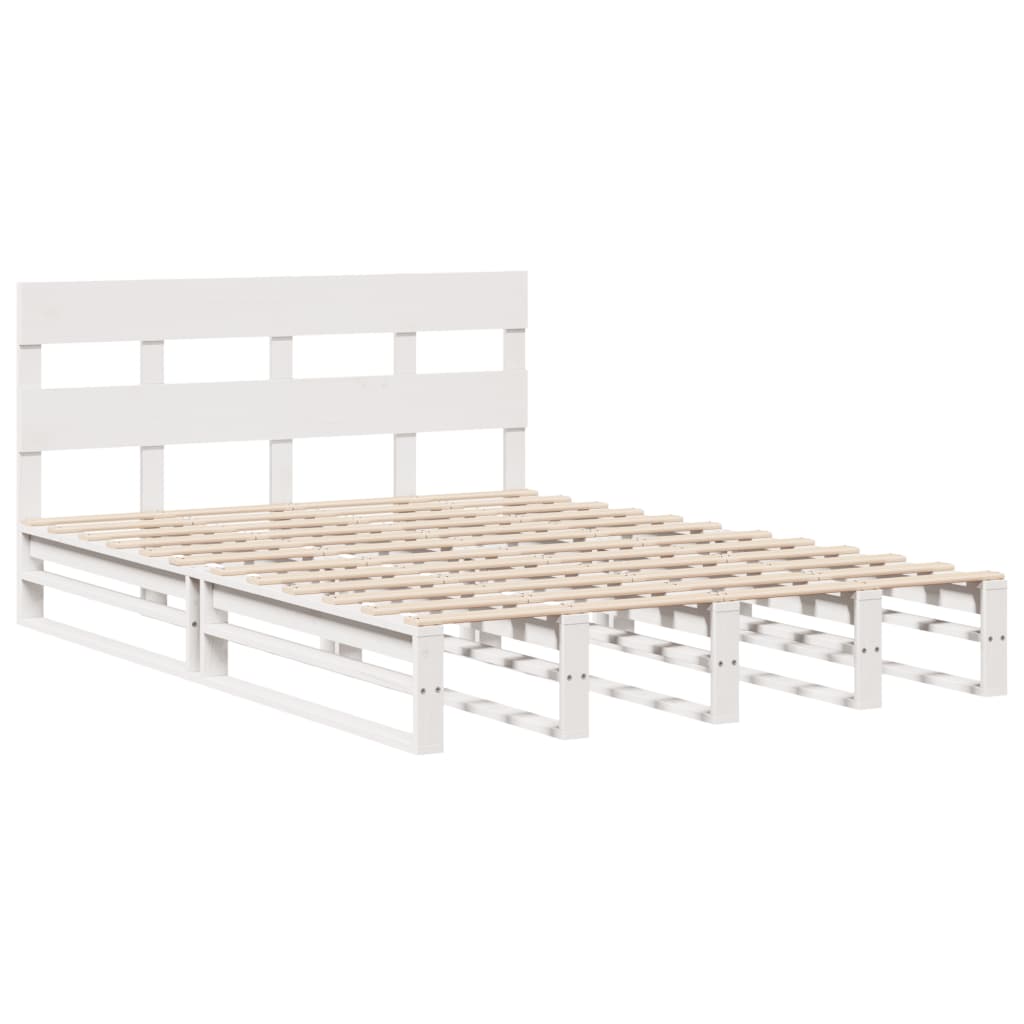 Cadre de lit sans matelas blanc 120x200 cm bois de pin massif