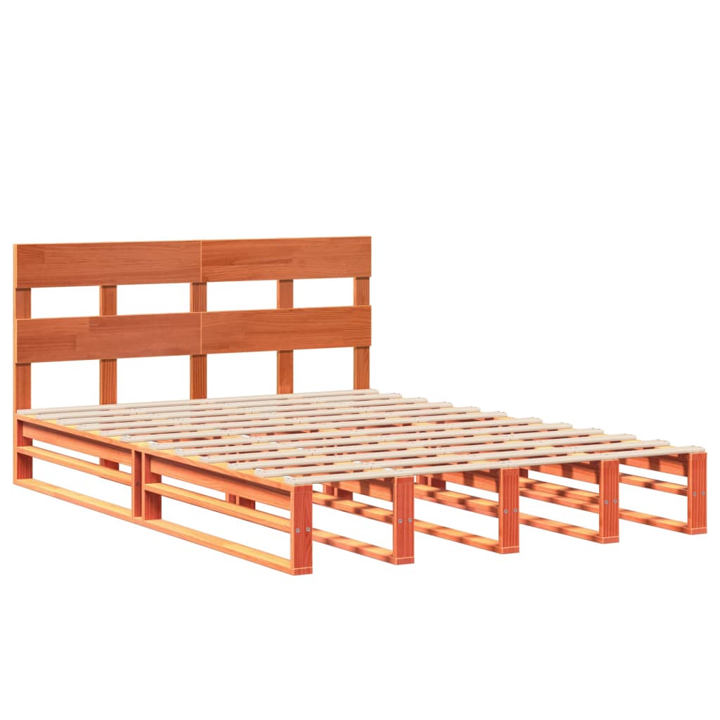 Cadre de lit sans matelas cire marron 120x200cm bois pin massif