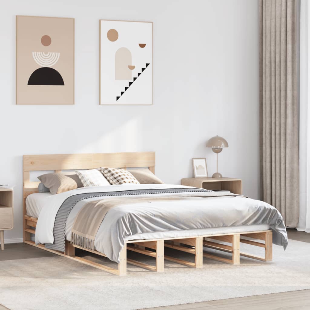 Cadre de lit sans matelas 140x200 cm bois massif de pin