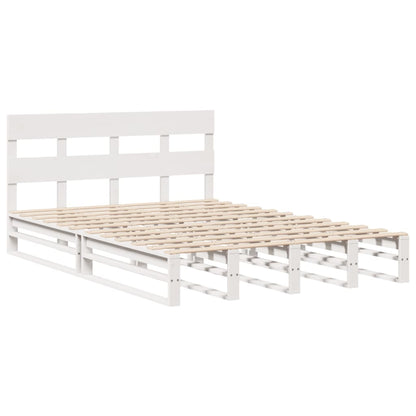 Cadre de lit sans matelas blanc 140x200 cm bois de pin massif