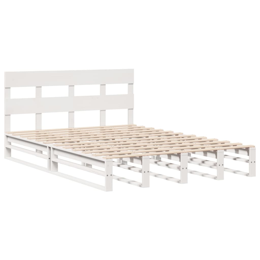 Cadre de lit sans matelas blanc 150x200 cm bois de pin massif