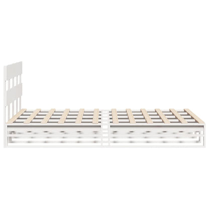 Cadre de lit sans matelas blanc 150x200 cm bois de pin massif