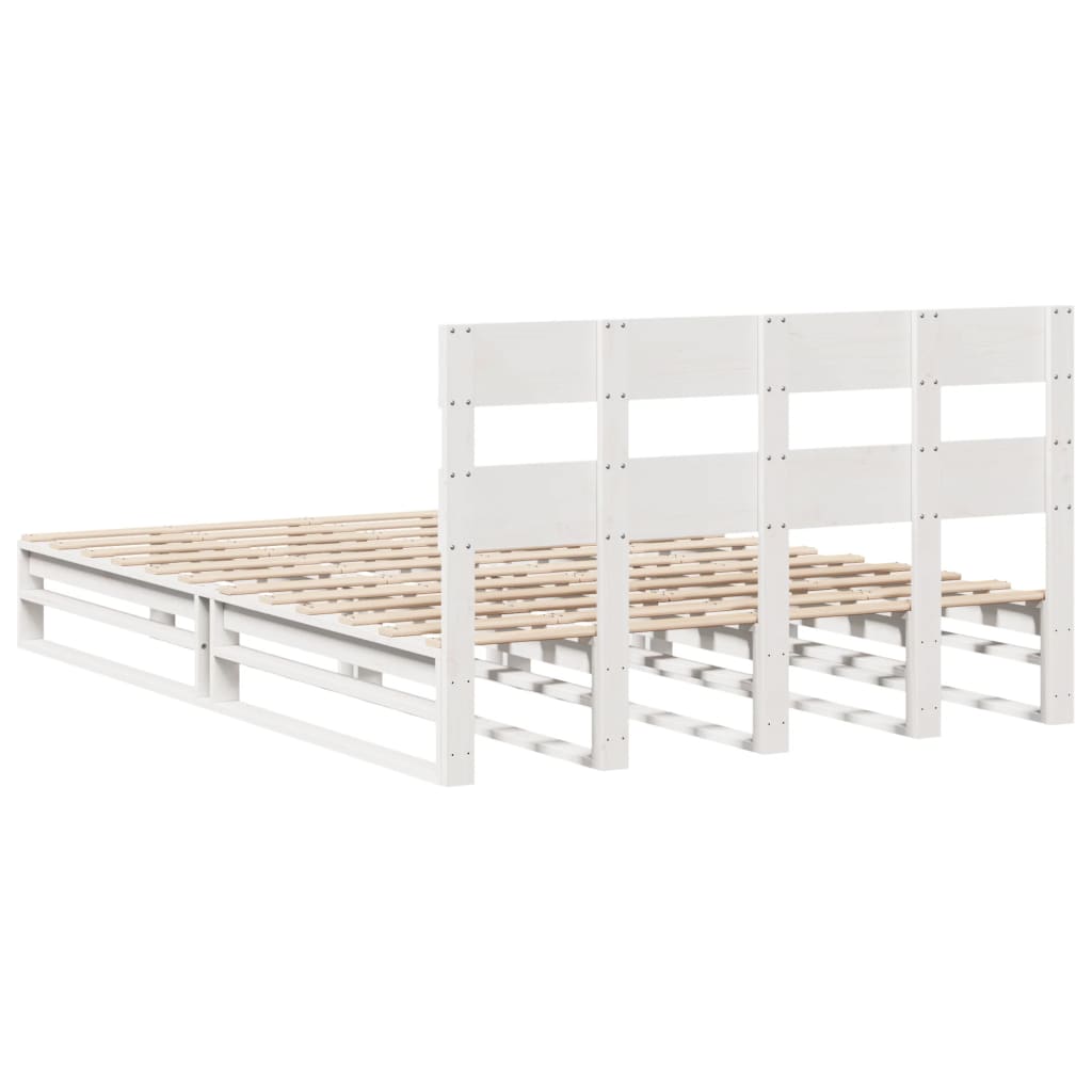 Cadre de lit sans matelas blanc 150x200 cm bois de pin massif