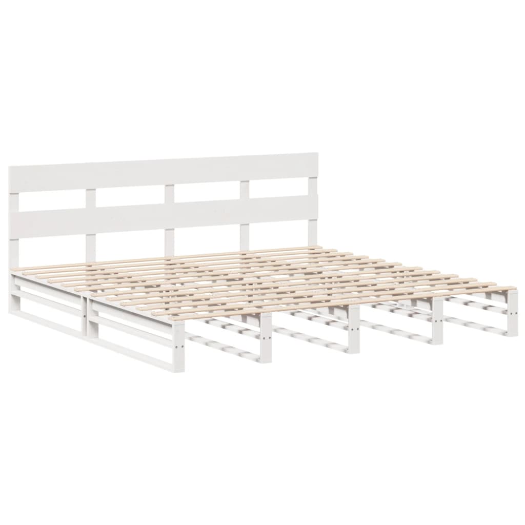 Cadre de lit sans matelas blanc 180x200 cm bois massif de pin