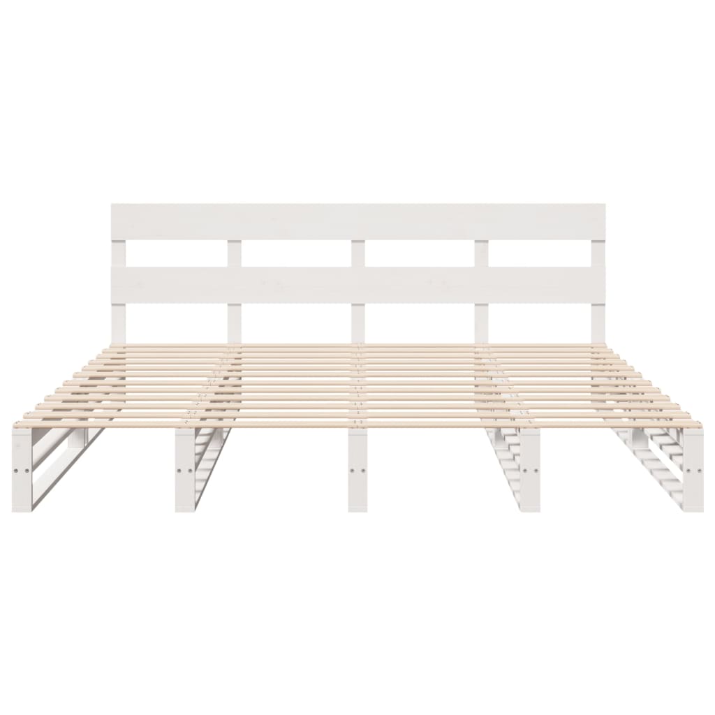 Cadre de lit sans matelas blanc 180x200 cm bois massif de pin