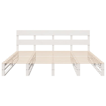 Cadre de lit sans matelas blanc 180x200 cm bois massif de pin