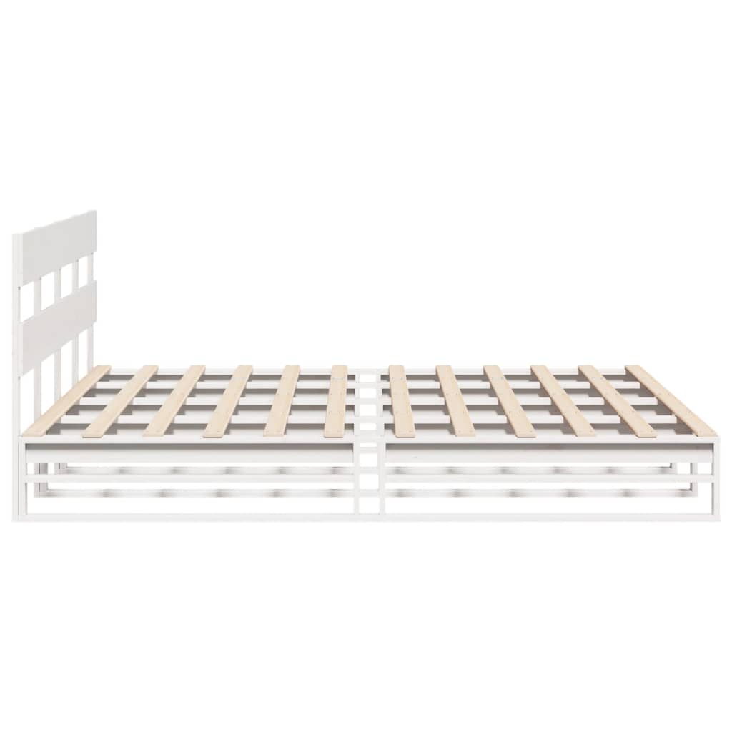 Cadre de lit sans matelas blanc 180x200 cm bois massif de pin