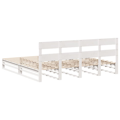 Cadre de lit sans matelas blanc 180x200 cm bois massif de pin