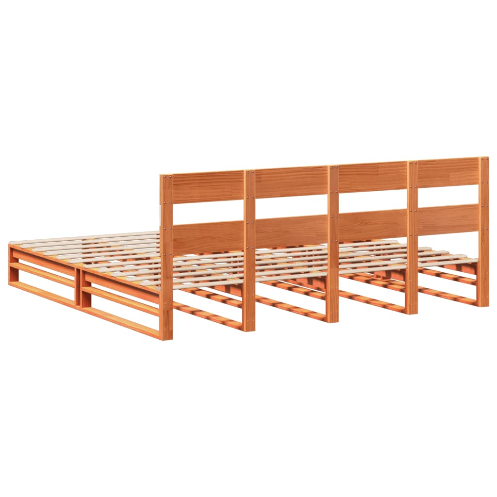 Cadre de lit sans matelas cire marron 180x200cm bois pin massif