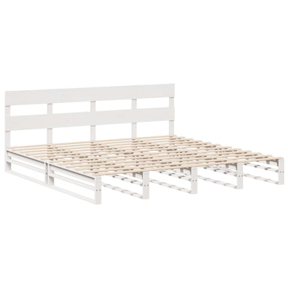 Cadre de lit sans matelas blanc 200x200 cm bois massif de pin