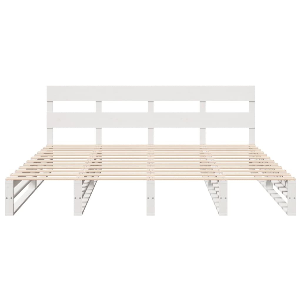 Cadre de lit sans matelas blanc 200x200 cm bois massif de pin