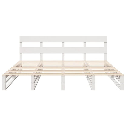 Cadre de lit sans matelas blanc 200x200 cm bois massif de pin