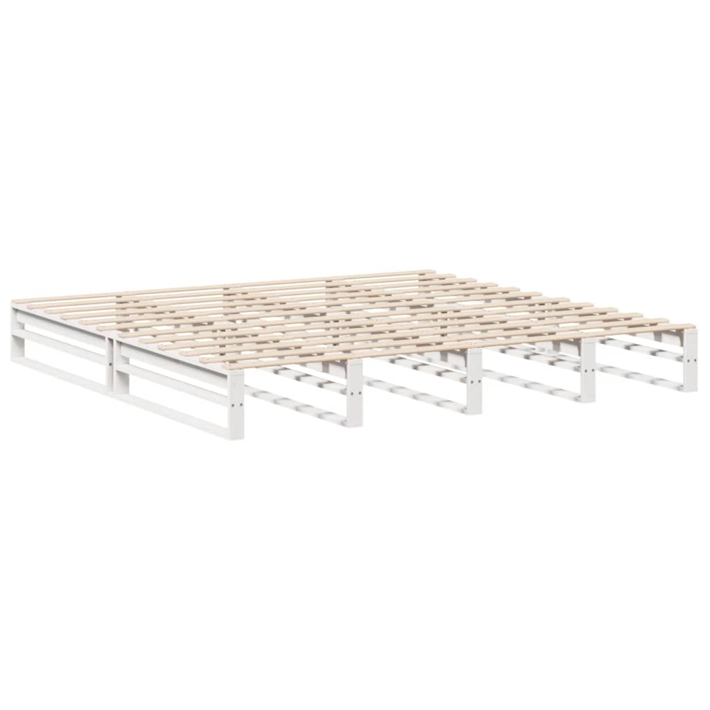 Cadre de lit sans matelas blanc 200x200 cm bois massif de pin