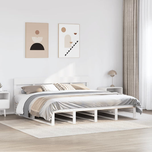 Cadre de lit sans matelas blanc 200x200 cm bois massif de pin