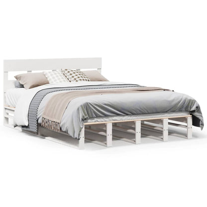 Cadre de lit sans matelas blanc 135x190 cm bois de pin massif