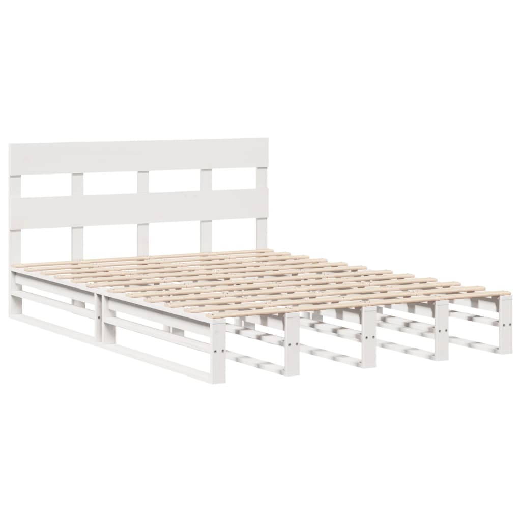 Cadre de lit sans matelas blanc 135x190 cm bois de pin massif