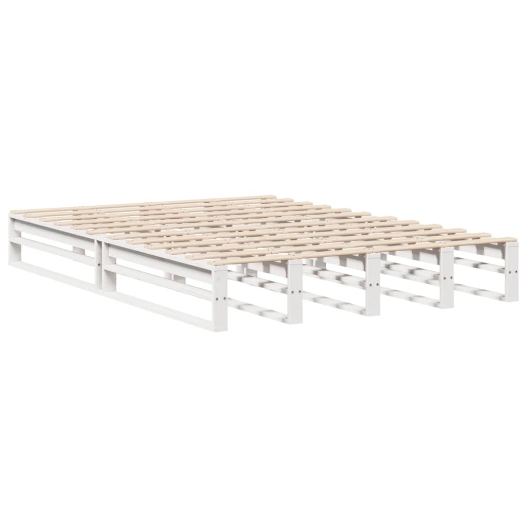 Cadre de lit sans matelas blanc 135x190 cm bois de pin massif