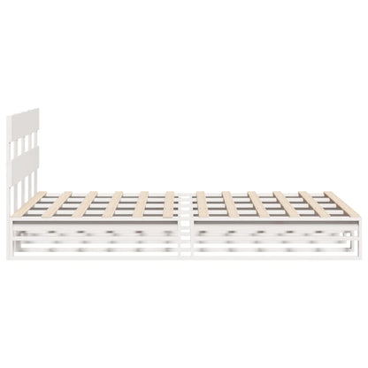 Cadre de lit sans matelas blanc 135x190 cm bois de pin massif